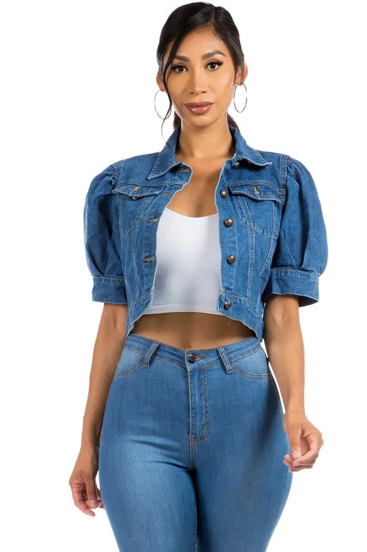 Puff sleeve DENIM JACKET