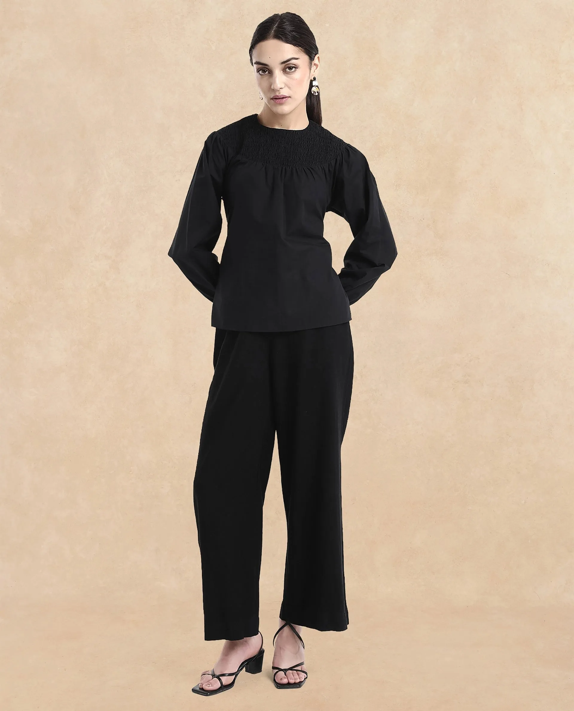 Rareism Women Cassius Black Plain Top
