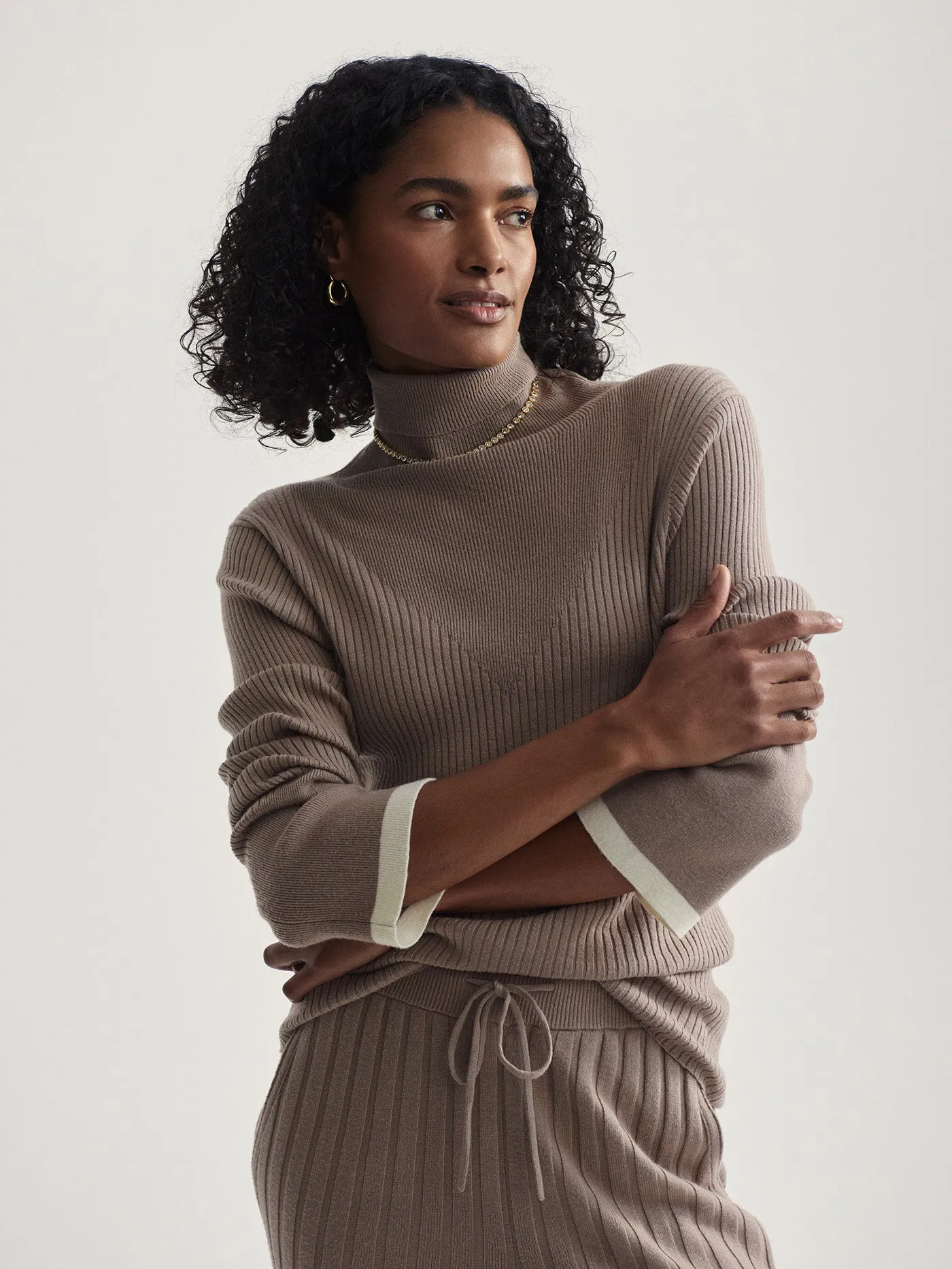 Ravena Rib Knit High Neck Top