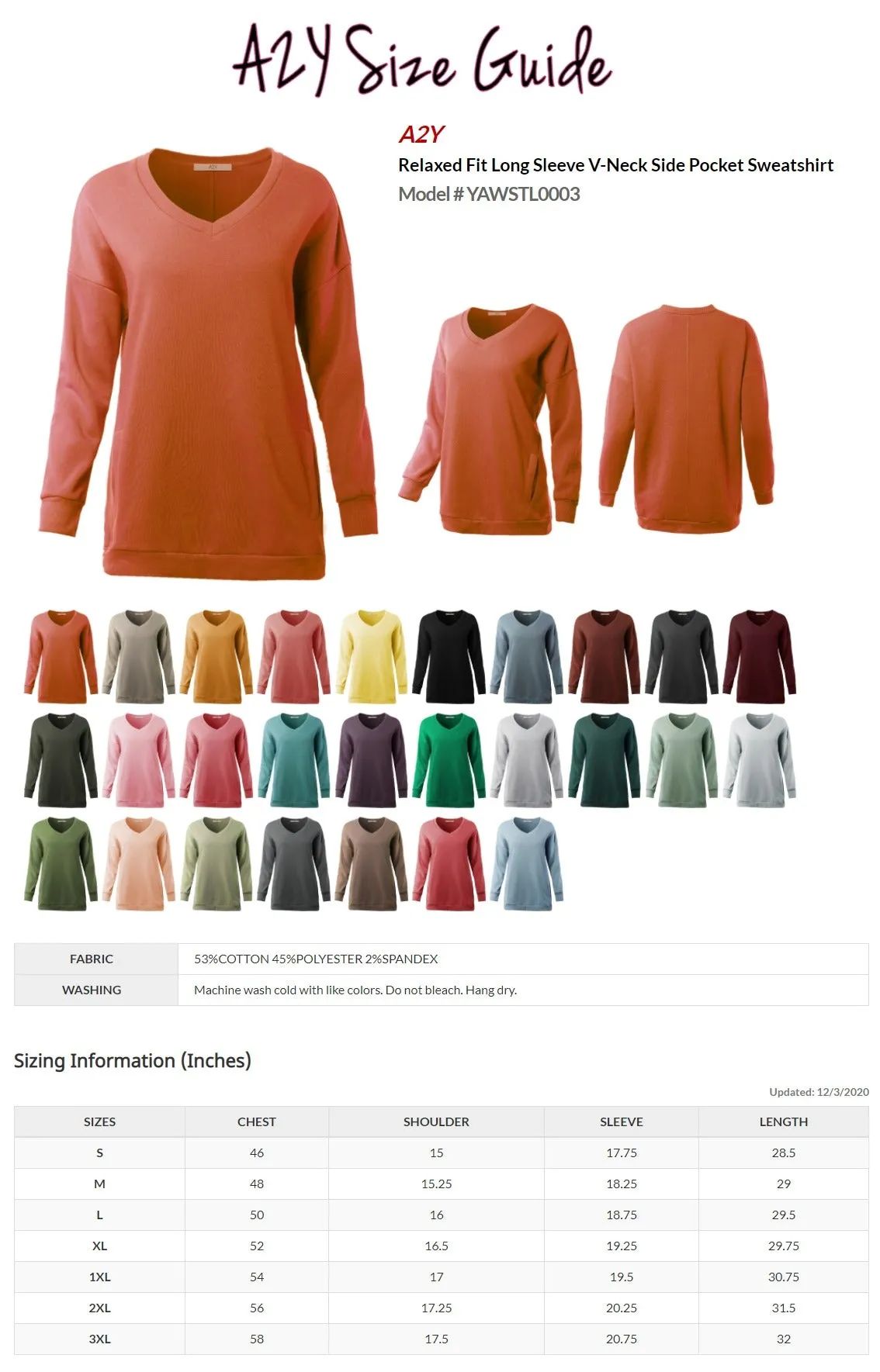 Relaxed Fit Long Sleeve V-Neck Side Pocket Sweatshirt