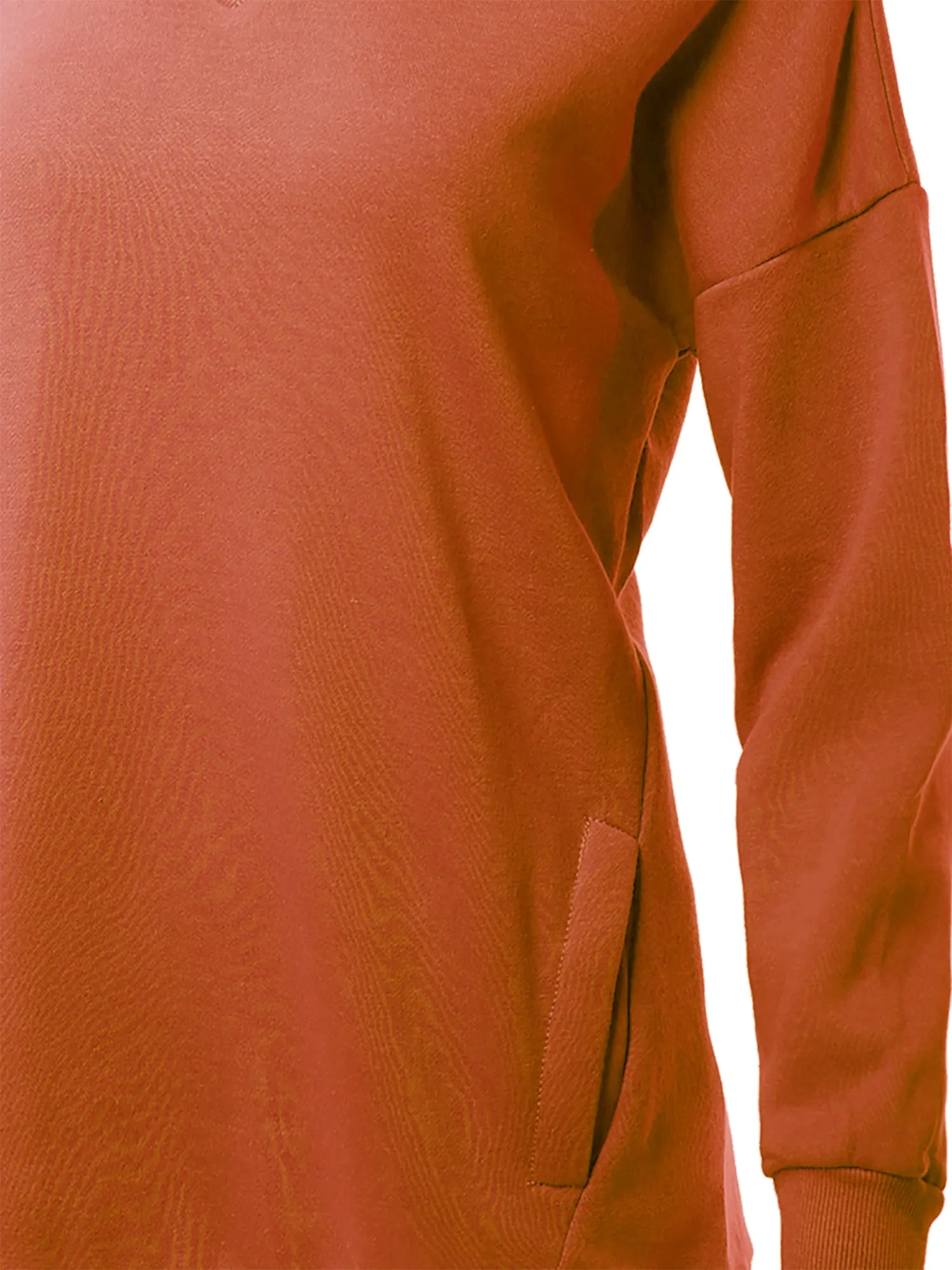 Relaxed Fit Long Sleeve V-Neck Side Pocket Sweatshirt