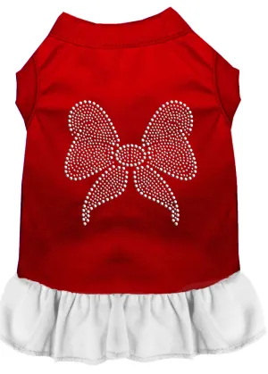 Rhinestone Bow Dress Red With White Xs