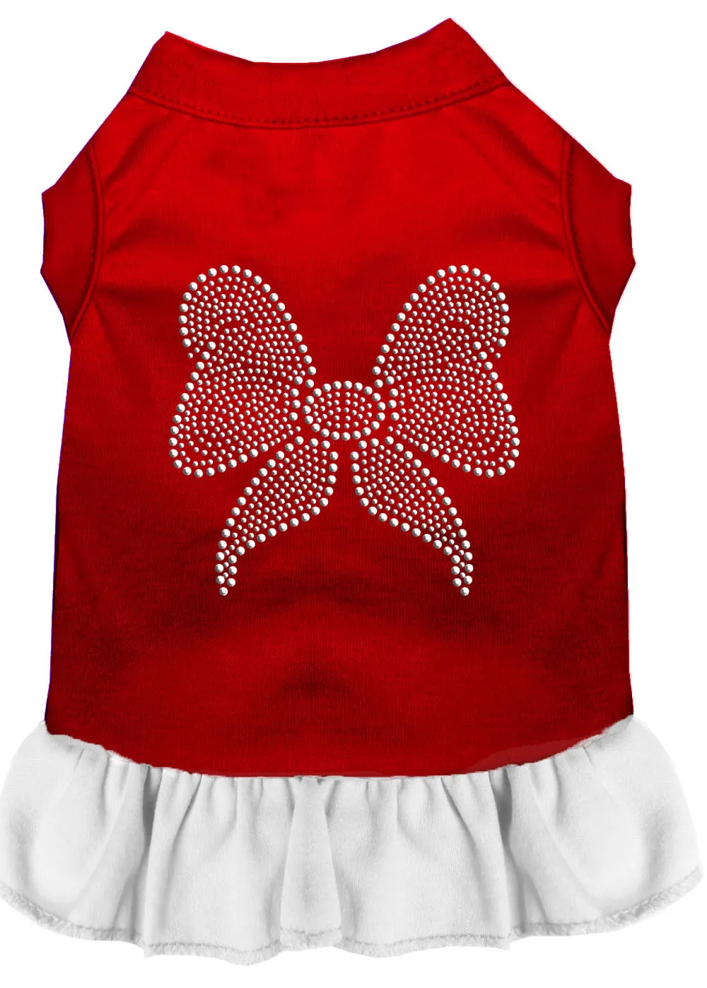Rhinestone Bow Dress Red With White Xs