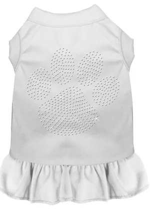 Rhinestone Clear Paw Dress White Med