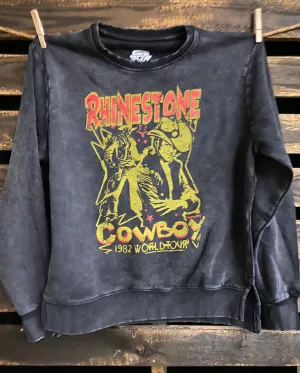 Rhinestone Cowboy Acid Wash Relaxed fit Sweatshirt