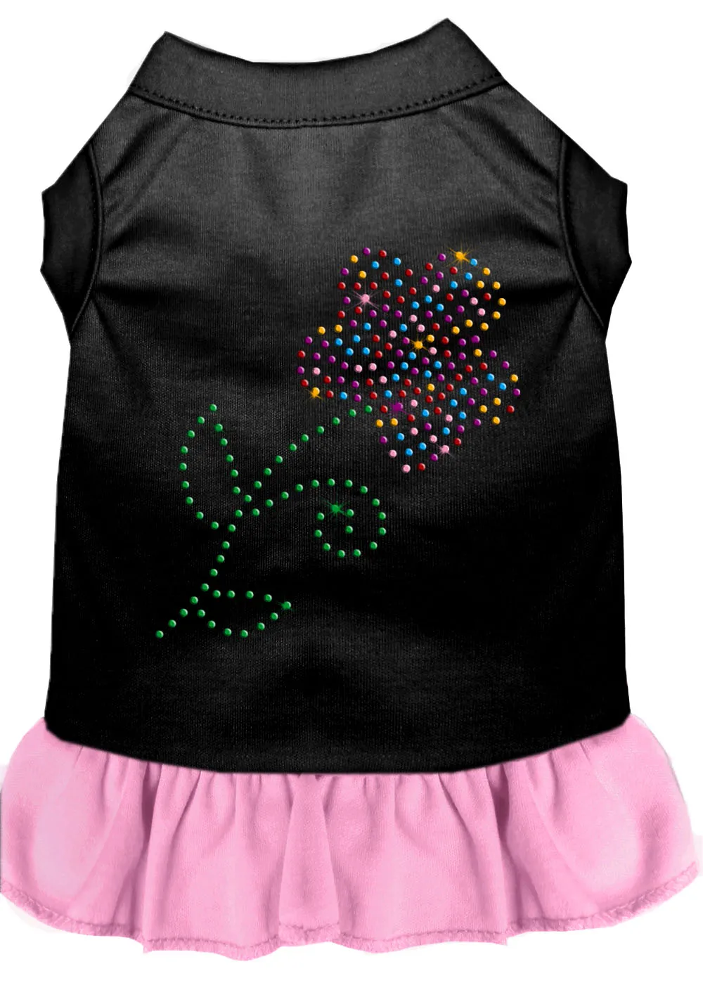 Rhinestone Multi Flower Dress Black With Light Pink Xxxl