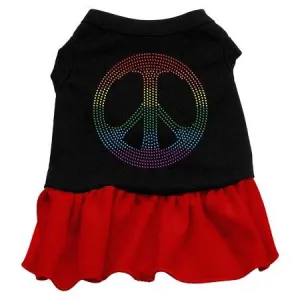 Rhinestone Rainbow Peace Dress Black with Red XXXL (20)