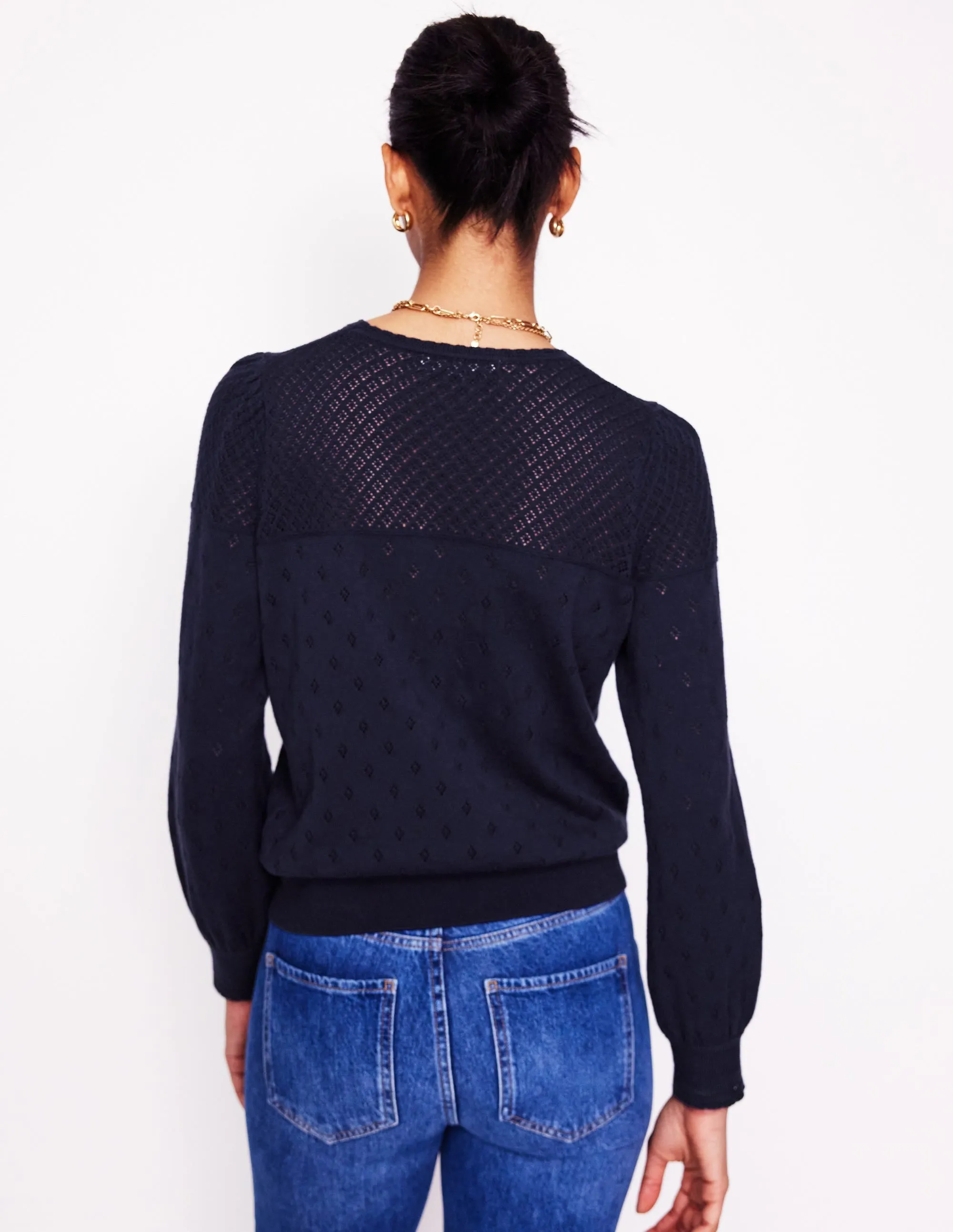 Rosalie Pointelle Jumper-Navy