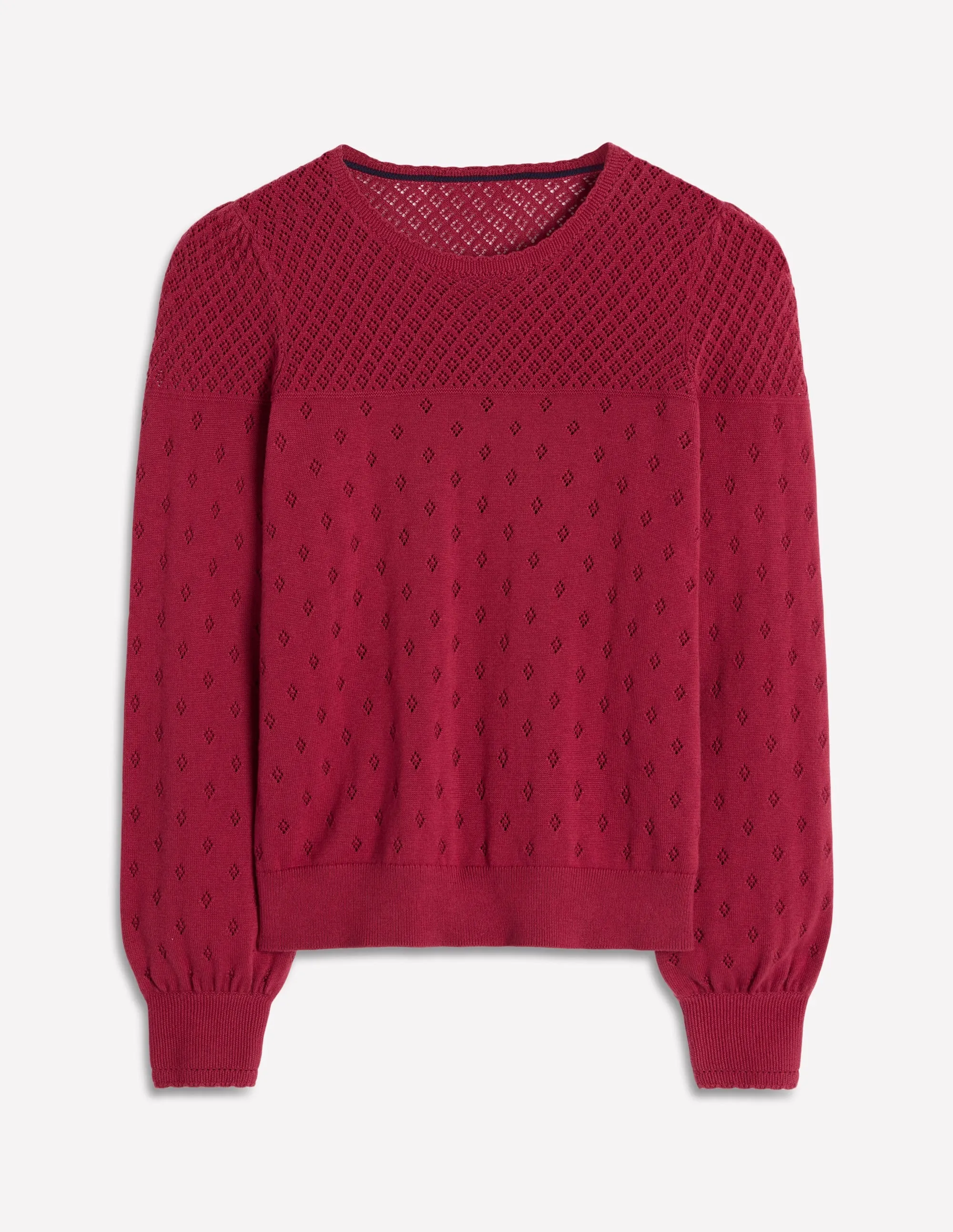 Rosalie Pointelle Jumper-Terracotta Red
