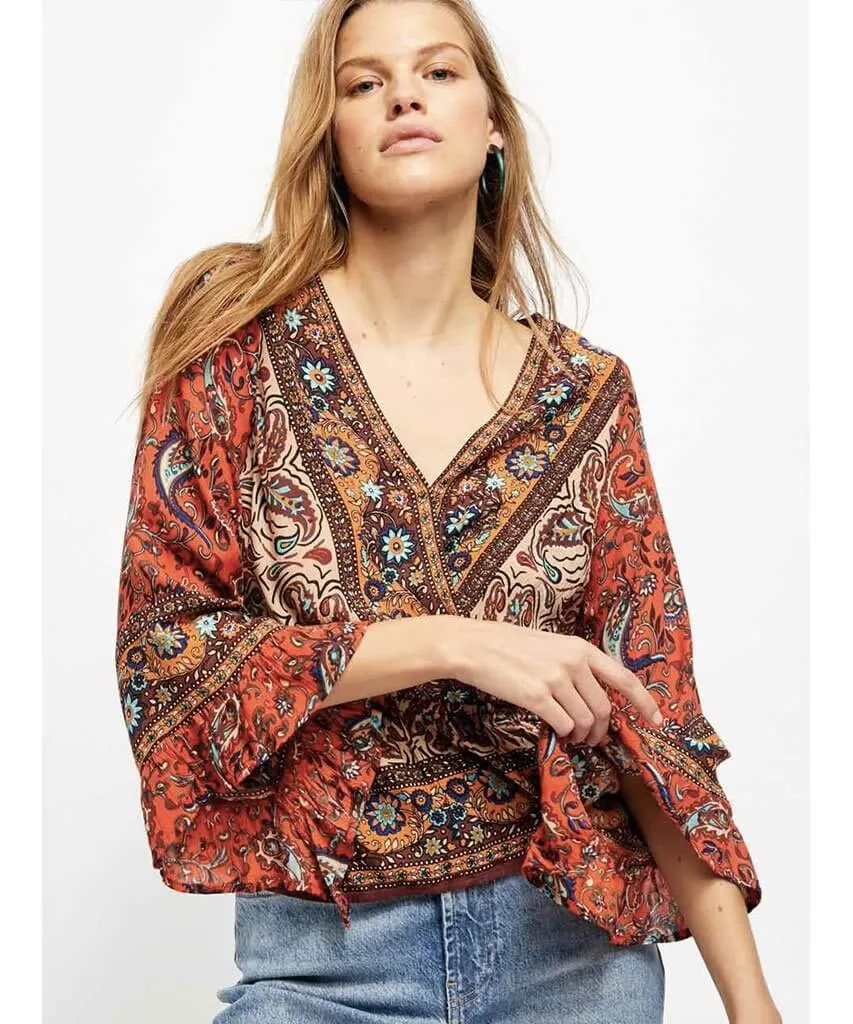 Rosalie Wrap Top Red Combo