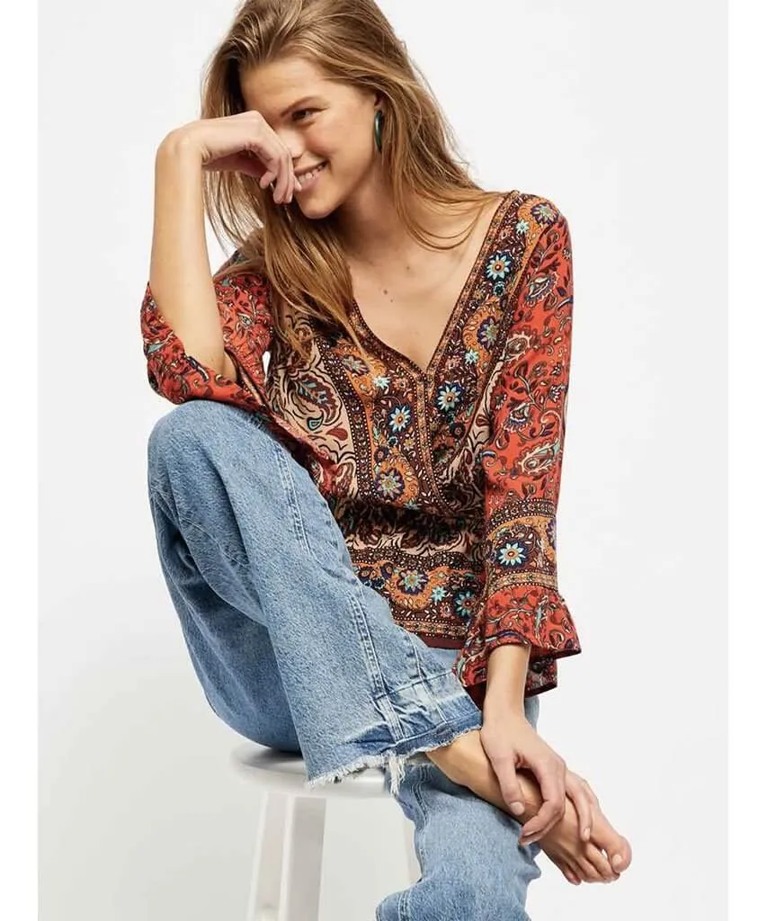 Rosalie Wrap Top Red Combo