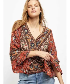 Rosalie Wrap Top Red Combo