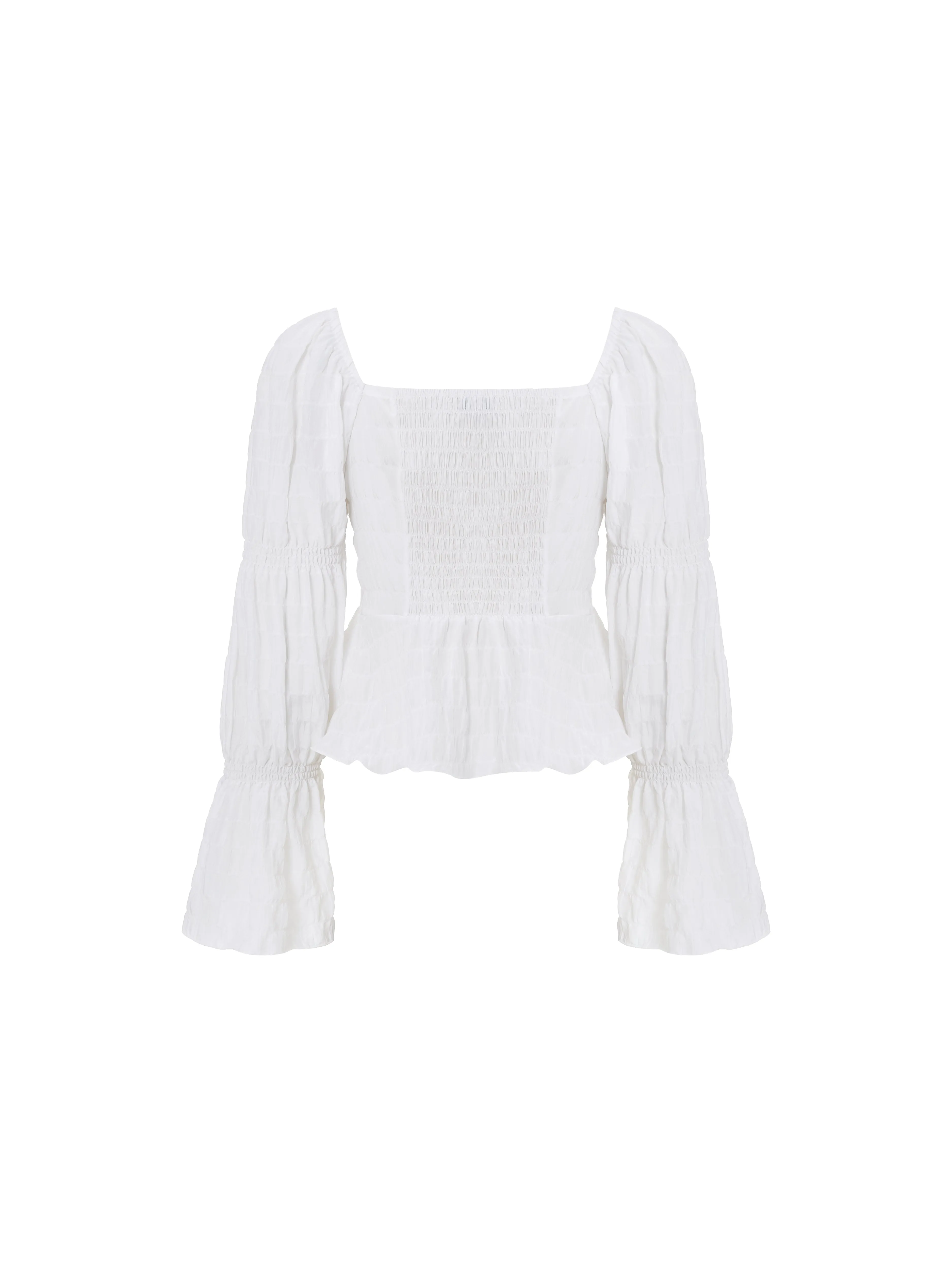 Ruffled Square Neck Jacquard Top