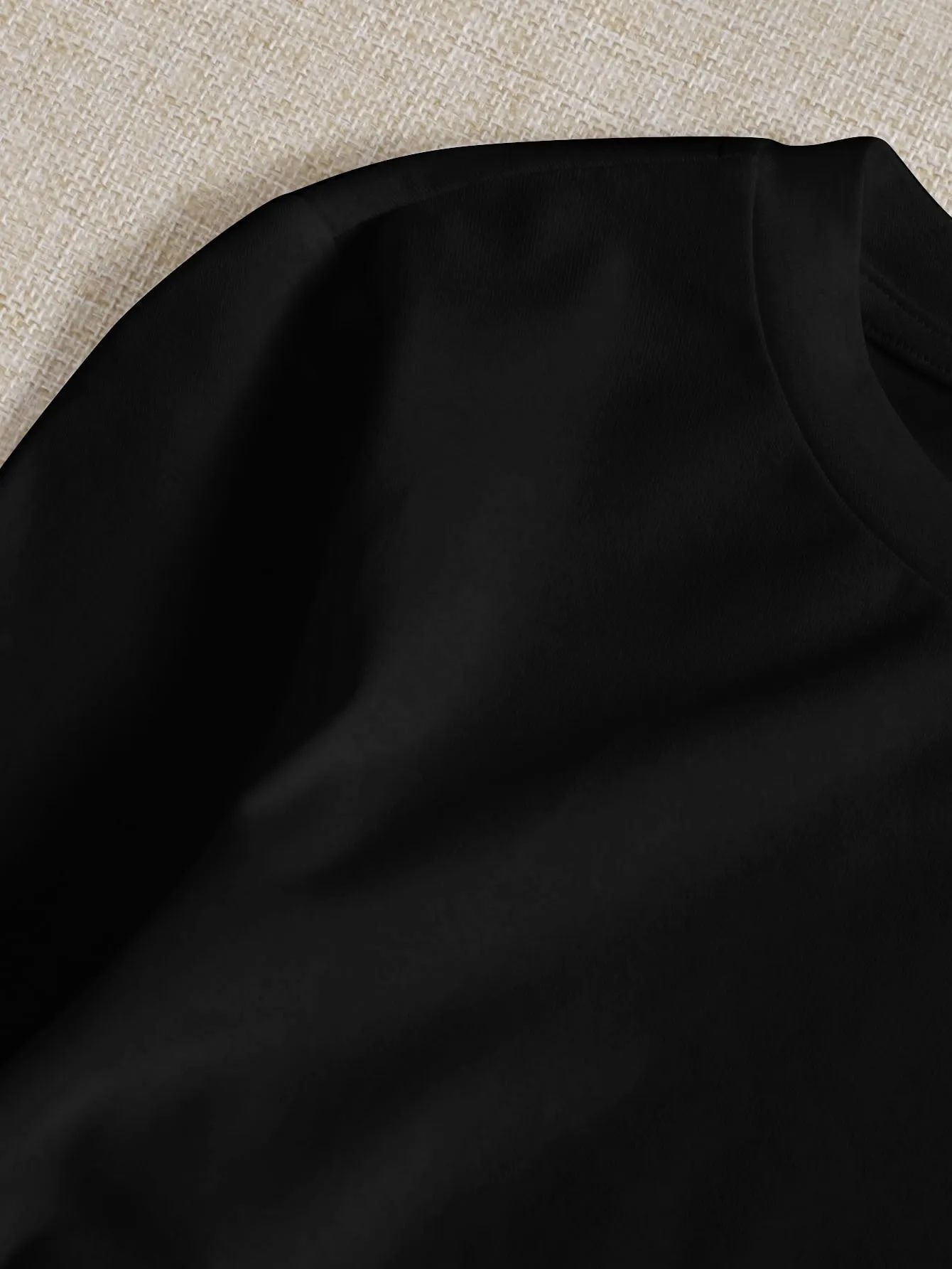 SHEIN Drawstring Ruched Solid Round Neck Crop Tee
