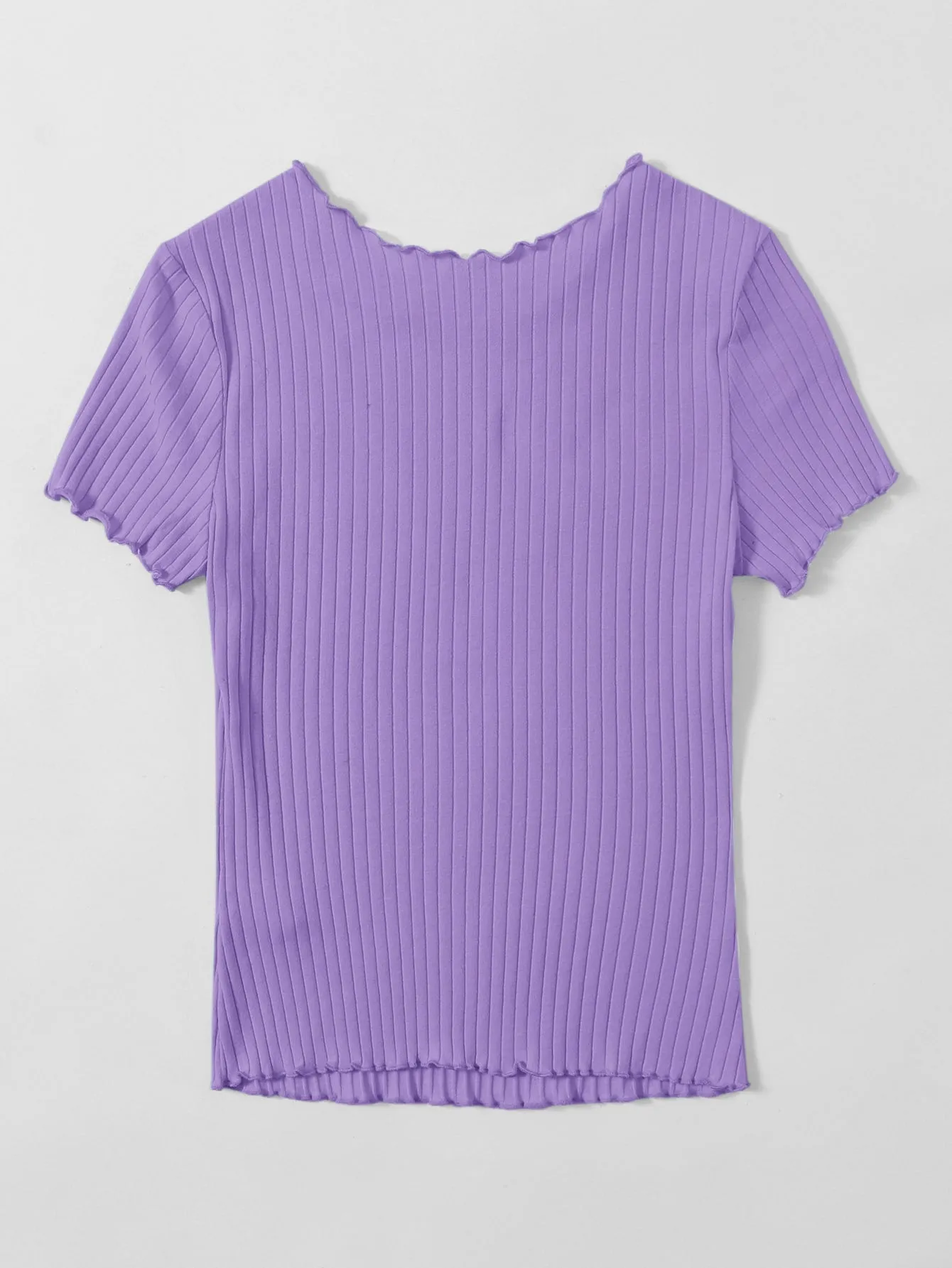 SHEIN Ribbed Lettuce-Edge Form-Fitting Top