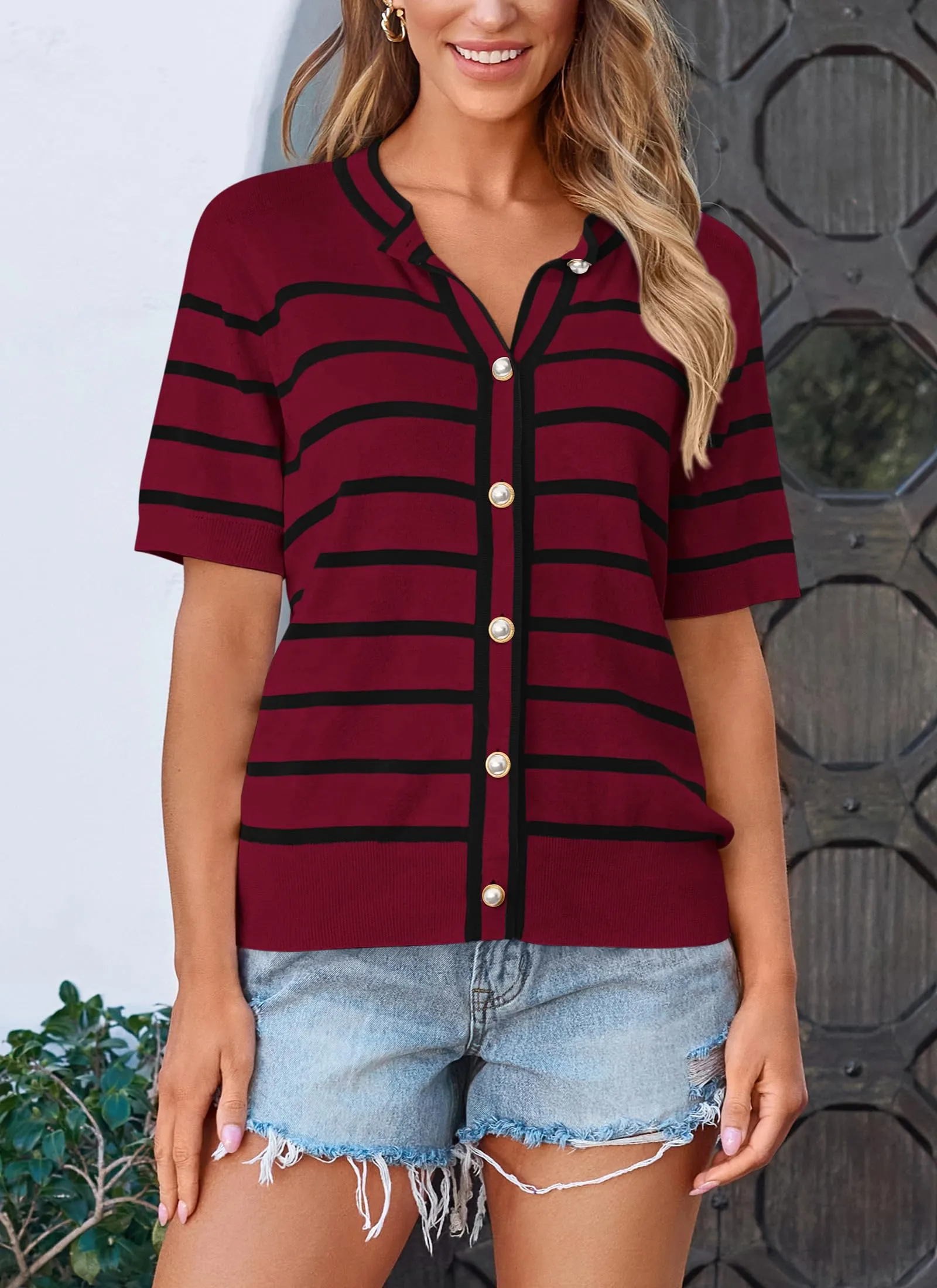 Short Sleeve Knit Going Out Top