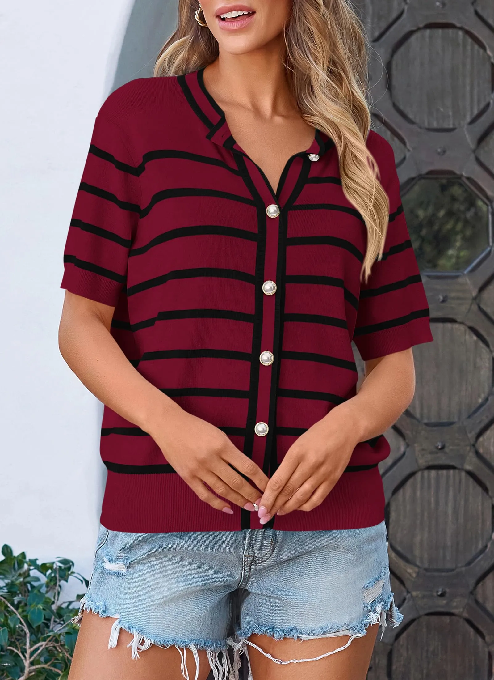 Short Sleeve Knit Going Out Top