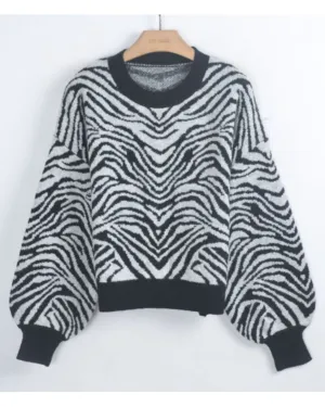 Soft knit Zebra print Jumper in black