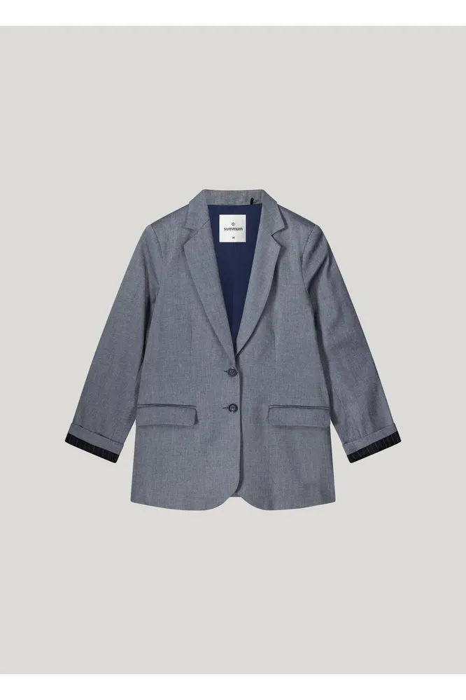 SS25 Summum Navy Linen Blend Blazer