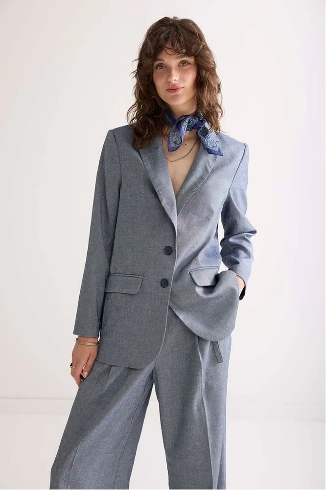 SS25 Summum Navy Linen Blend Blazer