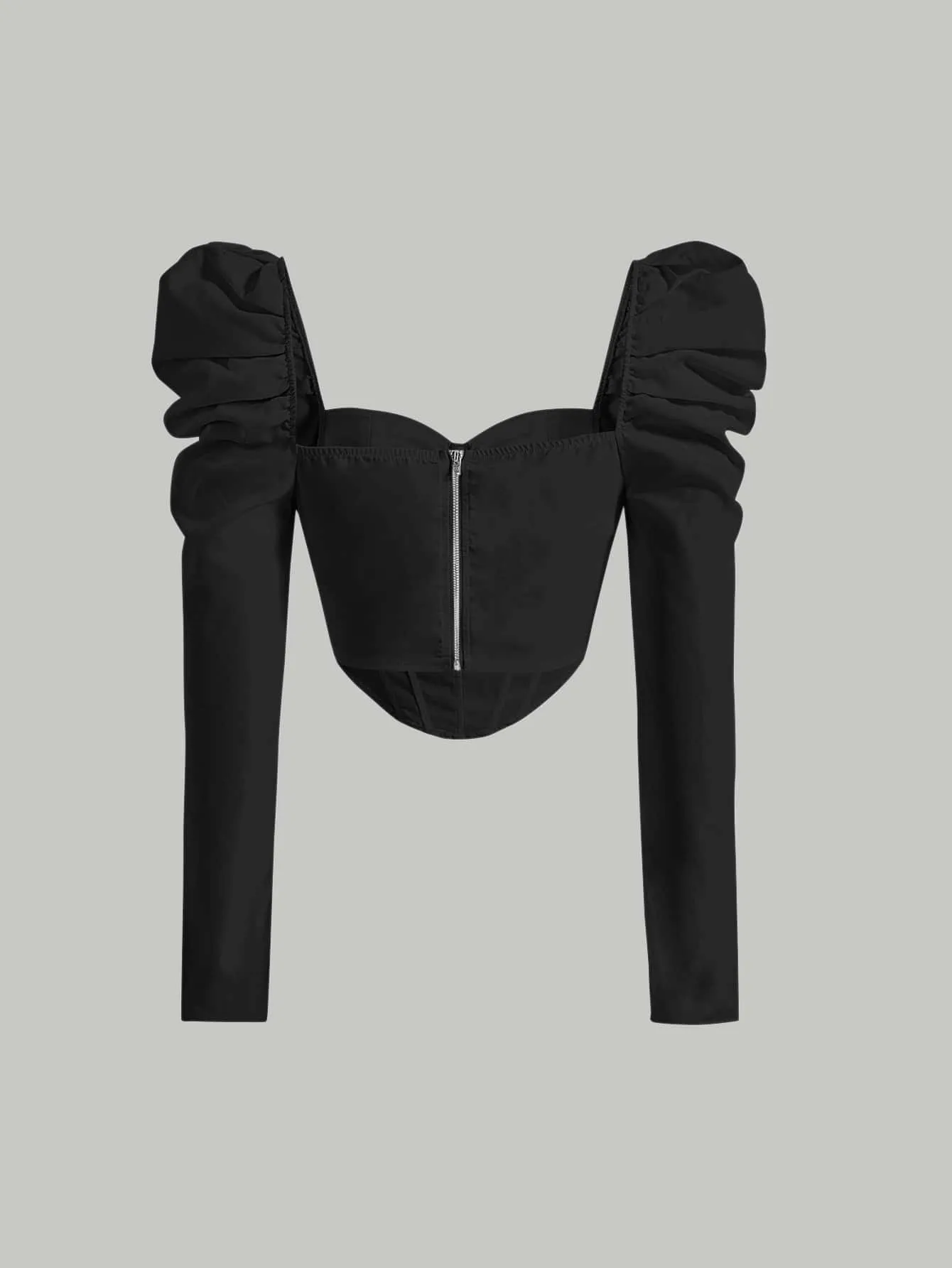 Sweetheart Neck Puff Sleeve Crop Blouse
