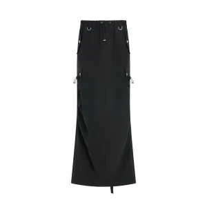 Tailored Cargo Maxi Skirt in Black