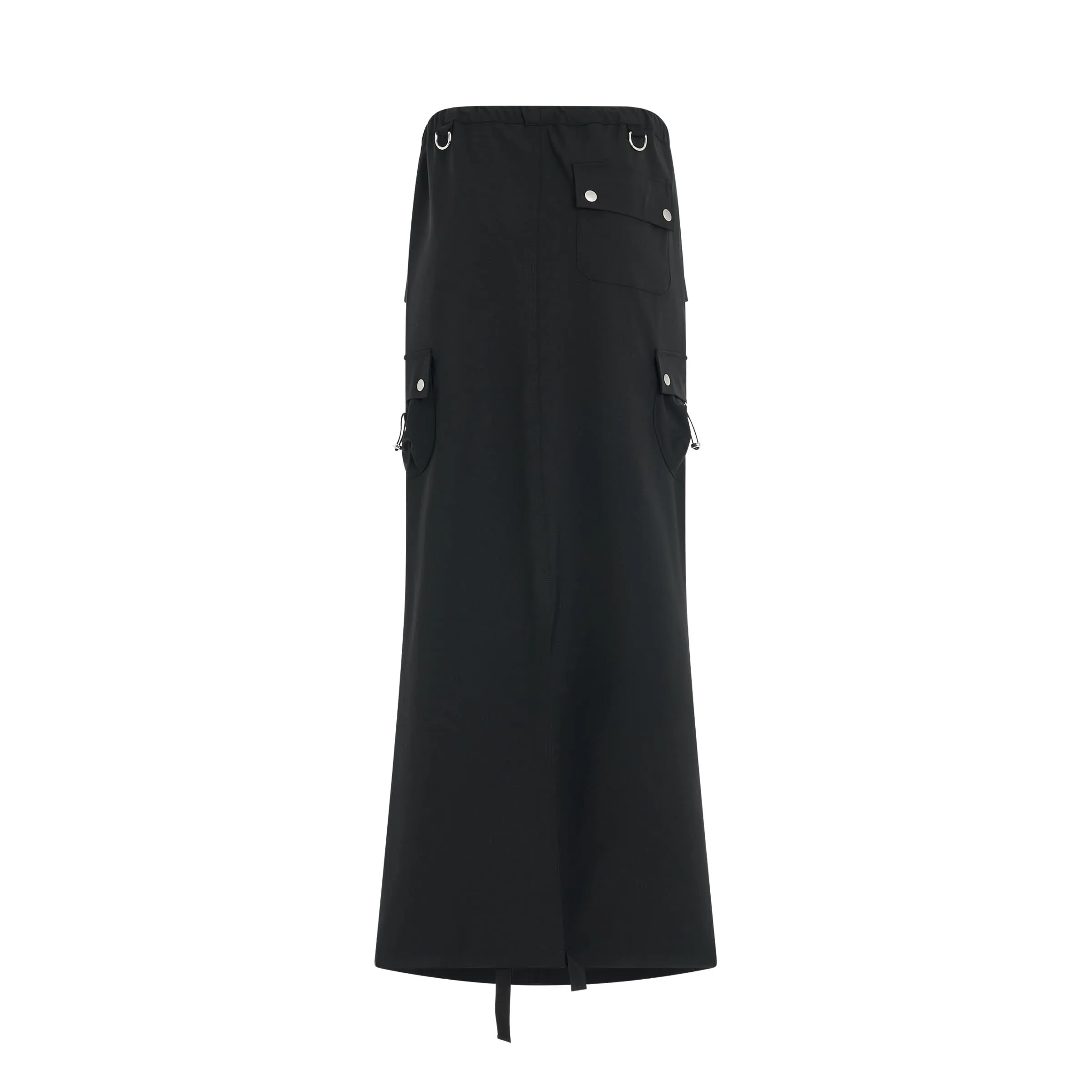 Tailored Cargo Maxi Skirt in Black