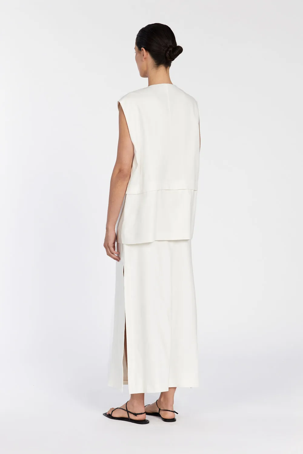 TAYLOR OFF WHITE SPLIT MIDI SKIRT