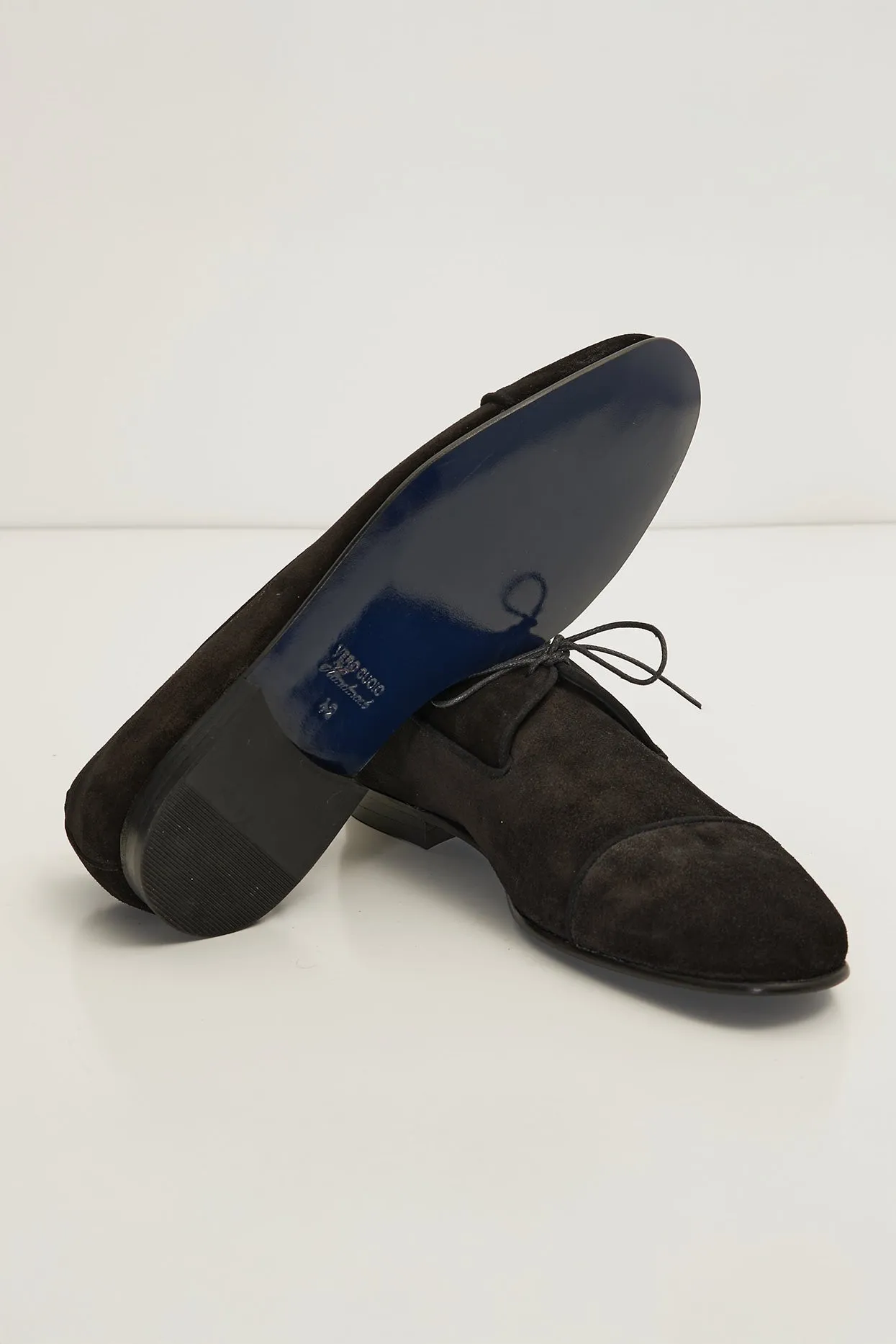 The Formal Leather Cap Toe Derby Shoes - Black Suede