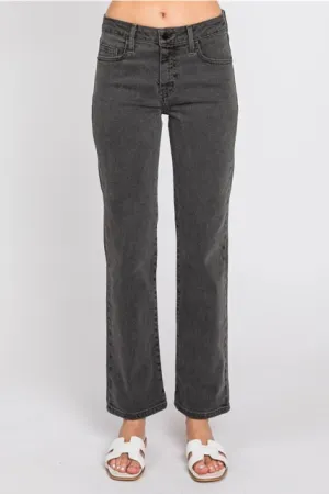 The Shadow Mid-Rise Straight Leg Jean in Washed Black
