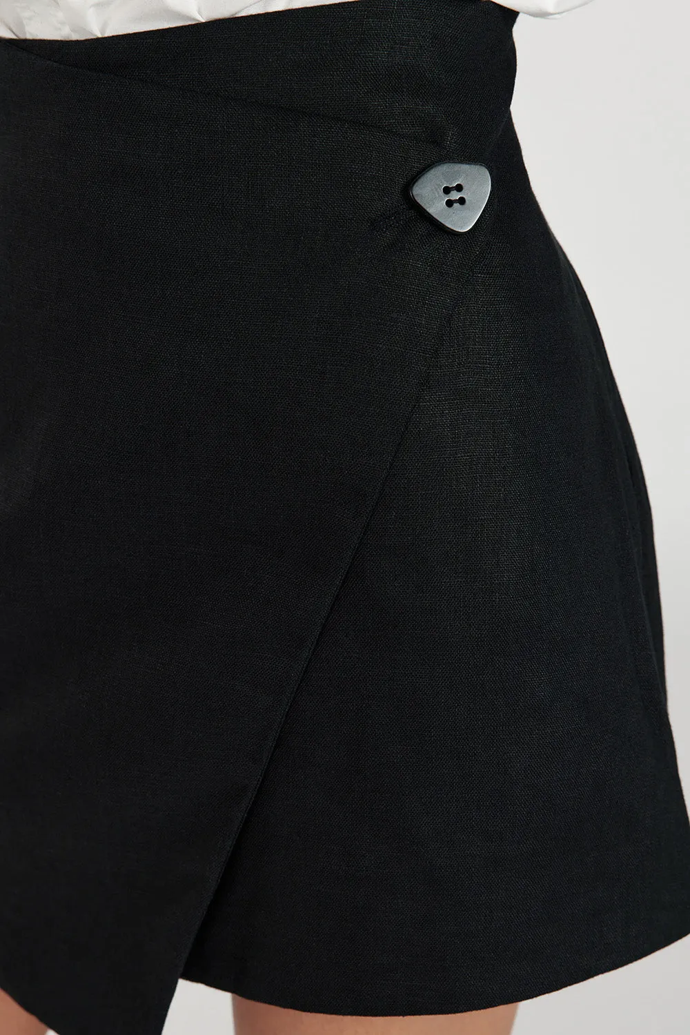 TOMMY BLACK LINEN MINI SKIRT