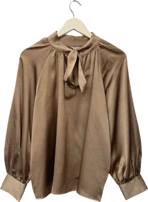 Tu Brown Tie Neck Blouse UK 18