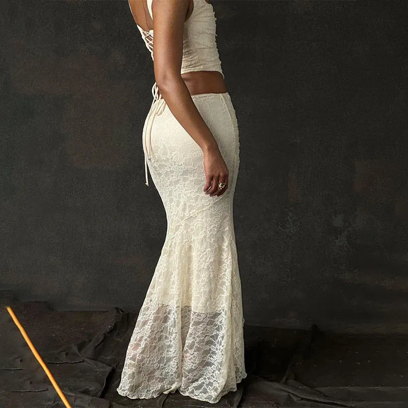 two-piece lace fishtail skirt dress