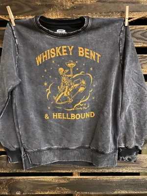 Whiskey Bent Hellbound Acid Wash Relaxed fit crew neck Sweatshirt