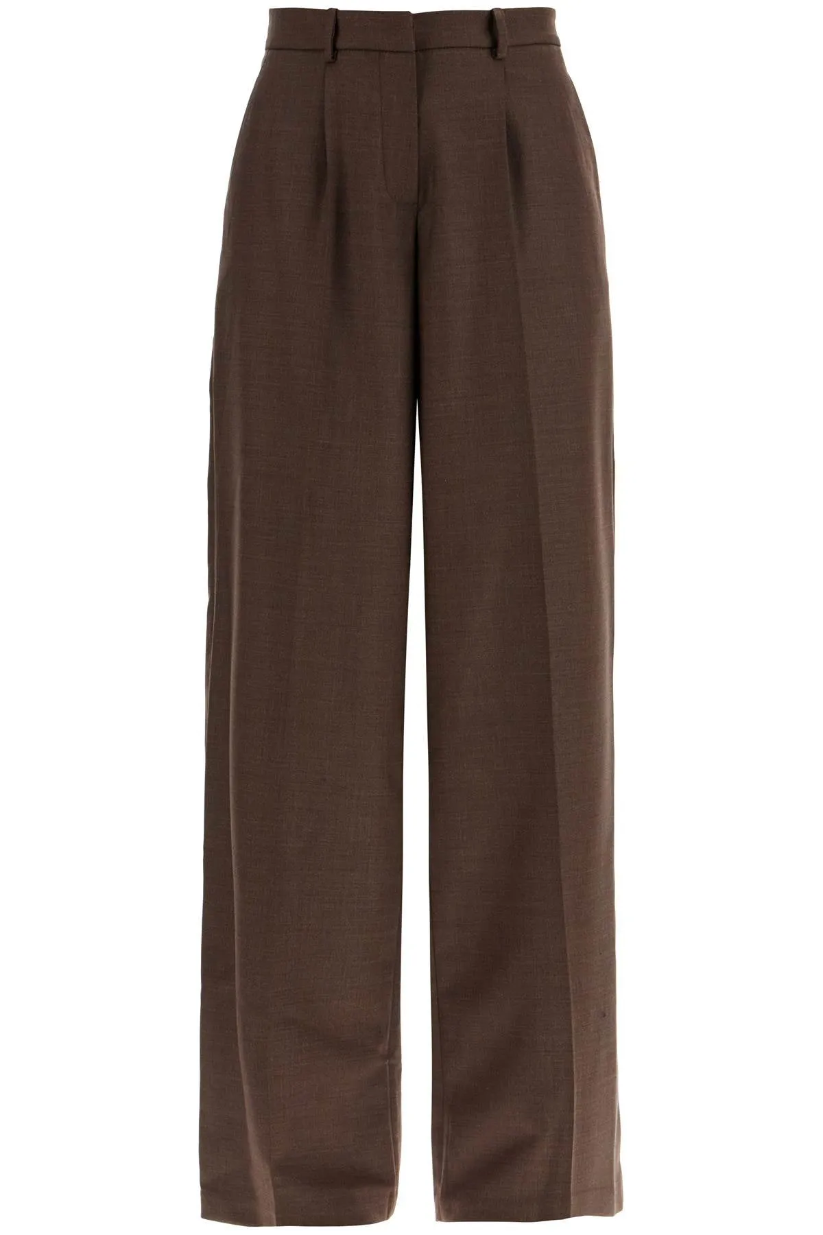 wide stretch wool trousers for comfortable fit 118724 BROWN