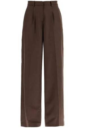 wide stretch wool trousers for comfortable fit 118724 BROWN