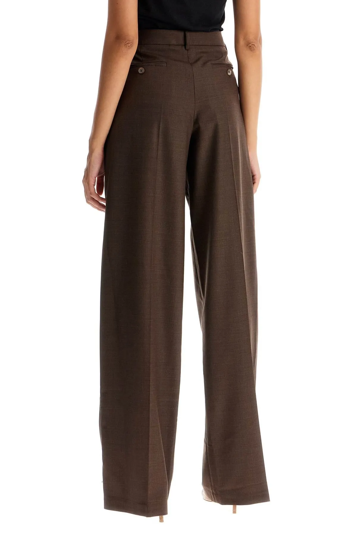 wide stretch wool trousers for comfortable fit 118724 BROWN