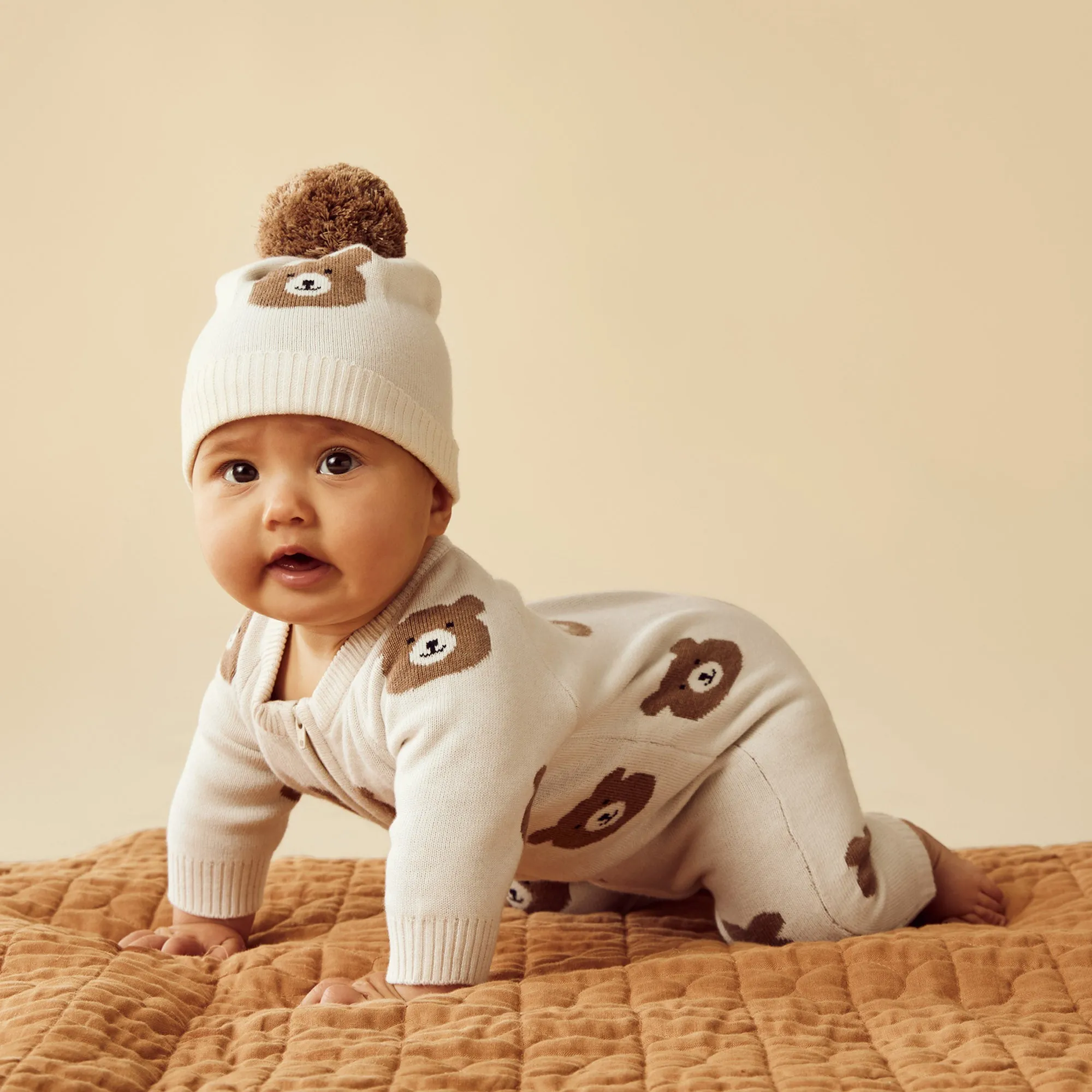 Wilson & Frenchy - Beary Cute Organic Knitted Jacquard Growsuit