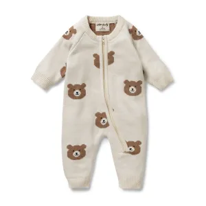 Wilson & Frenchy - Beary Cute Organic Knitted Jacquard Growsuit