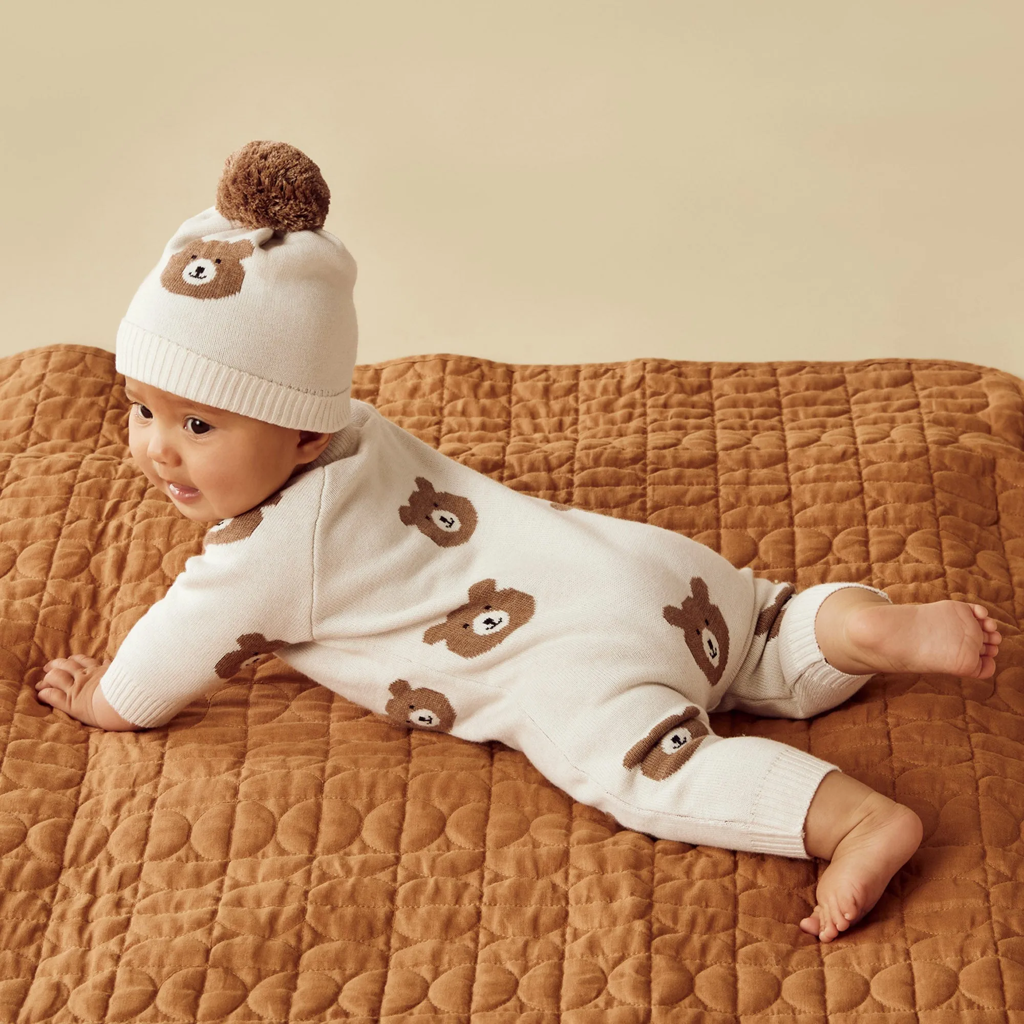 Wilson & Frenchy - Beary Cute Organic Knitted Jacquard Growsuit