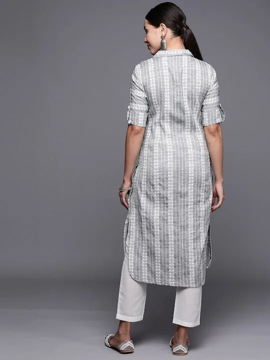 Women Striped Kurta With Trousers