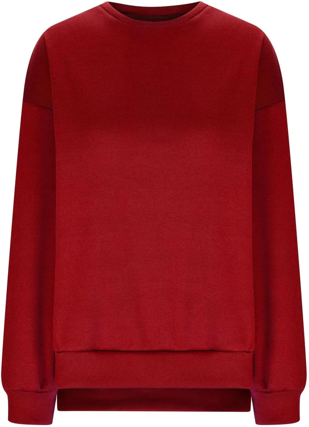 Women's Oversized Sweatshirts Solid Color Long Sleeve Crewneck Hoodies Side Slit Lightweight Pullovers Dailywear