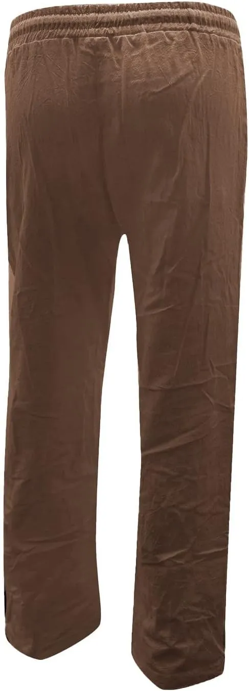 Women's Running Sweatpants Cotton Linen Casual Joggers Pants Summer Wide Leg Trousers with Pocket 2025