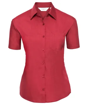 Womens short sleeve polycotton easycare poplin shirt | Classic Red