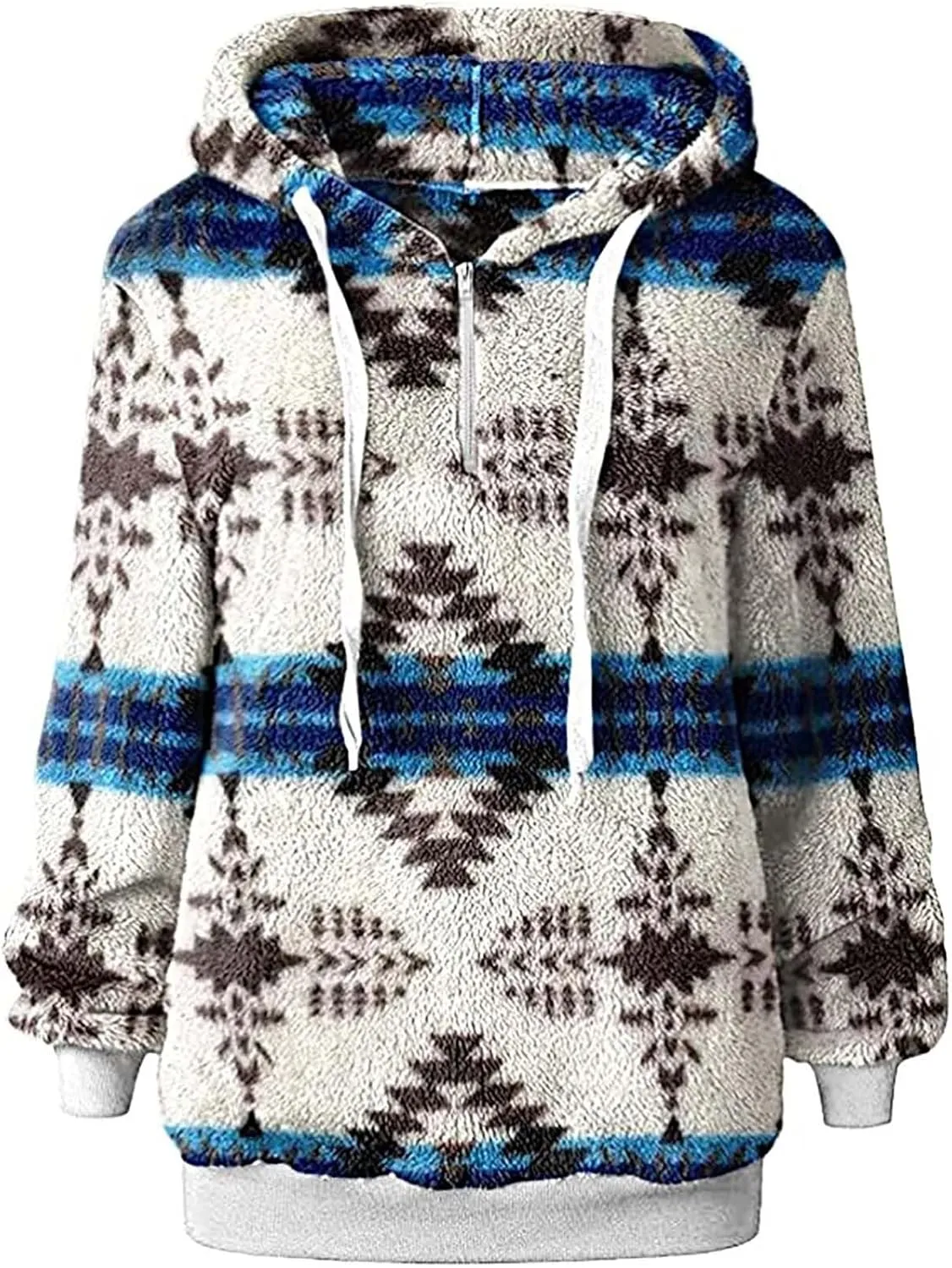 ZDRZK Women's Sweatshirts Plush 2024 Fall And Winter Warm Camo Hoodies Oversized Casual Long Sleeve Drawstring Clothes